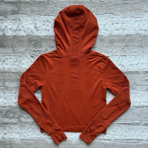 NWOT Athleta Flurry Seamless Cropped Hoodie in Foliage Orange Size S - Picture 5 of 13